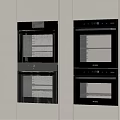 Modern Kitchen With Built In Black Ovens And Kitchen Appliances Setup 3d model