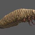 3D Rendered Caterpillar With Yellow Striped Body Red Head And Visible Legs