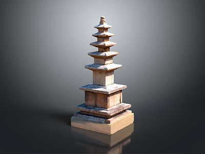 Traditional Multi Tiered Stone Pagoda With Ancient Style Architecture And Base 3d model