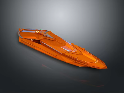 Orange Modern Speedboat with Sleek Aerodynamic Design and Streamlined Exterior Shape 3d model