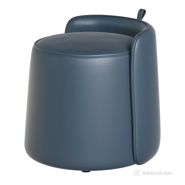 Modern Dark Blue Leather Armchair With Rounded Design For Living Room 3d model 