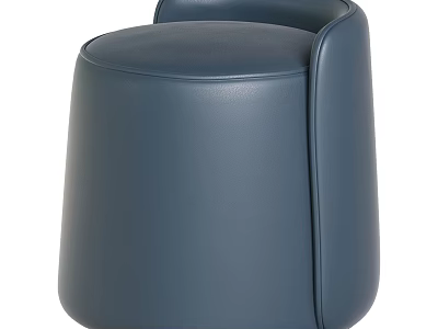 Modern Dark Blue Leather Armchair With Rounded Design For Living Room 3d model