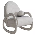 Pollie Snow Bouclé Lounge Chair With White Fabric And Curved Wooden Frame