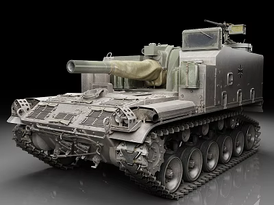 Military Tracked Tank Vehicle With Cannon Armor Plating And Details 3d model