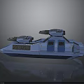 Blue Futuristic Spacecraft With Advanced Sci Fi Design And Weapon Systems