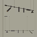 Modern Multiple Pendant Lights With Sleek Metallic Linear Suspended Design In Interior 3d model