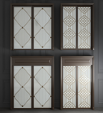 New Chinese-style sliding door 3d model