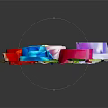 Colorful Decorative Ornament Set with Six Rose Shaped Ornaments Various Colors Green Leaves on White Square Base