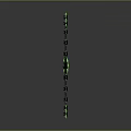 Green Fan Shaped Structure With Black Details And Green Stars On Grey Background