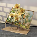 Floral Painting With Golden Flowers On Display Stand As Artistic Photo Check-in Spot
