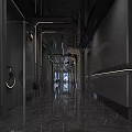 Modern KTV Corridor With Dark Walls Lighting Decoration And Polished Marble Floor