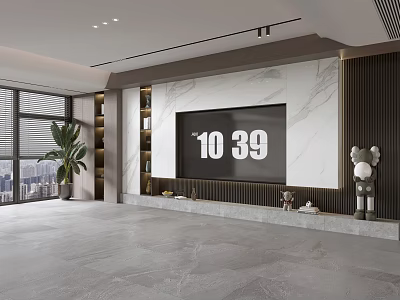 Modern Italian Living Room Light Luxury TV Background Wall Full Wall TV Cabinet 3d model