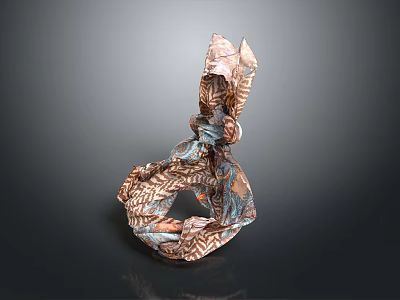Abstract Copper Blue Metal Sculpture As Unique Household Home Decor Item 3d model