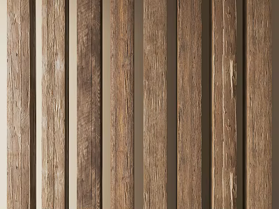 Natural Stone and Wood Wall Cladding with Rustic Textures for Interior Design 3d model