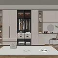 Elegant Modern Wardrobe Interior Design With Glass Doors Open Shelves And Dressing Table Mirror