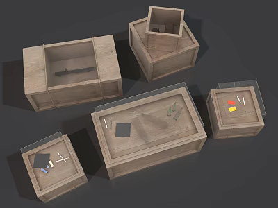 Wooden E-commerce Display Stands With Transparent Lids For Various Sizes Small Items 3d model