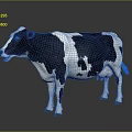 Black And White Cow Standing On Reflective Surface With Gray Background 3d model