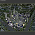 Aerial View Planning of Residential With High Rise Buildings Green Spaces Central Pool and River