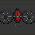 Futuristic Red And Black Drone With Two Large Propellers And Landing Gear Design