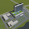 Modern Architectural Complex Featuring Tall Building Low Rise Structures Green Roof And Waterfront Area