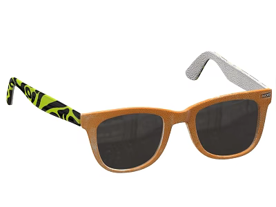 Trendy Sunglasses Featuring Wooden Frame Zebra Pattern Temples And Dark Lenses 3d model