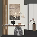 Quiet ancient porch partition grille partition dry branch bonsai 3d model