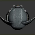 Futuristic Sci Fi Helmet With Metallic Finish Red Glowing Accents And Mechanical Details