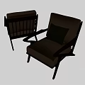 Modern Dark Single Sofa Design With Two Angles View And Stylish Armrests 3d model