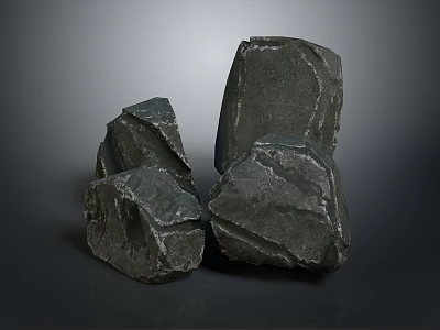 Dark Rough Stone And Natural Wood Elements With Rustic Texture For Interior Design 3d model