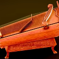 Traditional Wooden String Instrument With Intricate Carved Patterns And Soundboard