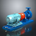 Industrial Blue And Orange Centrifugal Pump With Electric Motor And Base
