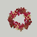 Colorful Floral Installation Wreath With Red Pink Flowers And Blue Sky Background