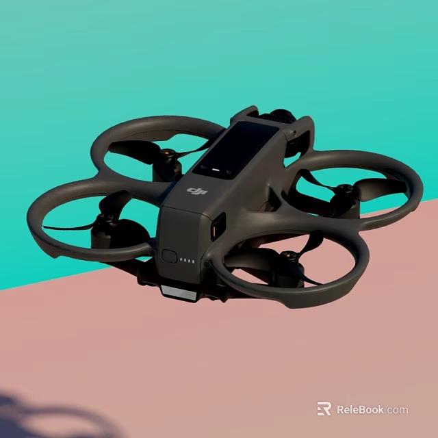 Modern Black Drone With Four Rotors Compact Structure And Built In Camera 3d model 