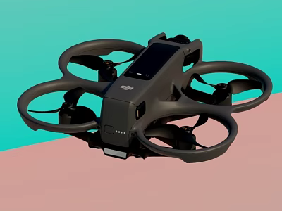 Modern Black Drone With Four Rotors Compact Structure And Built In Camera 3d model