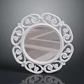 White Circular Decorative Mirror With Intricate Carved Frame For Home Decoration