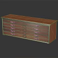 Brown Wooden Chest of Drawers with Multiple Drawers and Metal Handles
