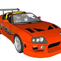 Orange Sports Car With Rear Spoiler And Modified Exterior Design Features