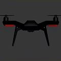 Advanced Space Aerial Mission Drone Equipped with Four Propellers and Red Navigation Lights
