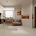 Modern Living and Dining Room Interior Design With Open Concept Sofa Dining Table And Cabinets