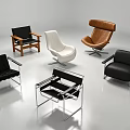 Modern Single Chairs With Various Designs Wooden Metal Frames And Leather Fabric