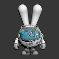 Rabbit Shaped Doll in Astronaut Costume with White Ears Transparent Blue Visor and Silver Details