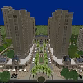 Aerial View Planning of Elegant High Rise Residential Complex With Symmetrical Layout and Central Square