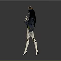 3D Female Character With Oriental Traditional Sci Fi Style Decorative Hat And Staff