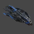 Futuristic Fighter Jet With Sleek Design Blue Black Color And Red Glowing Accents