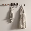 Wall Hooks with Hanging Clothes on Light Wall for Home Organization 3d model