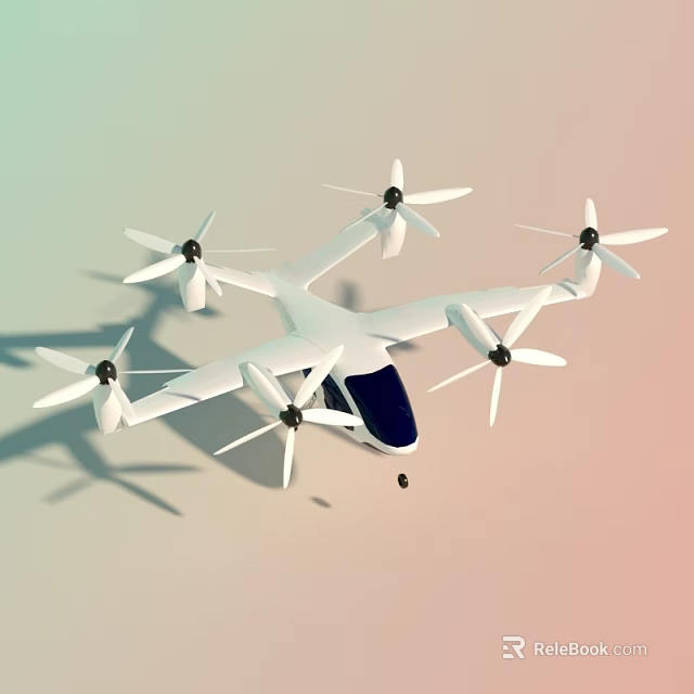 White Multirotor Drone With Streamlined Design And Multiple Rotors For Aerial Use 3d model 