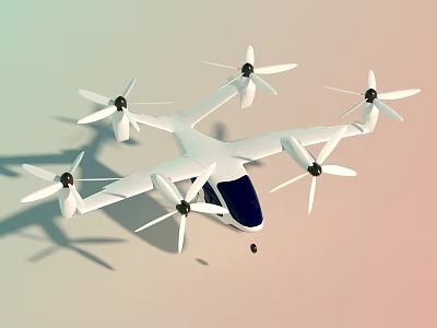 White Multirotor Drone With Streamlined Design And Multiple Rotors For Aerial Use 3d model