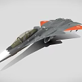Fighter Jet with Gray Body and Orange Wingtips Modern Design and Cockpit View