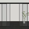Modern Glass Sliding Door With Black Frame For Contemporary Home Interior
