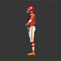 Man In Red Football Jersey Number 15 With Red Helmet White Pants Arms Outstretched